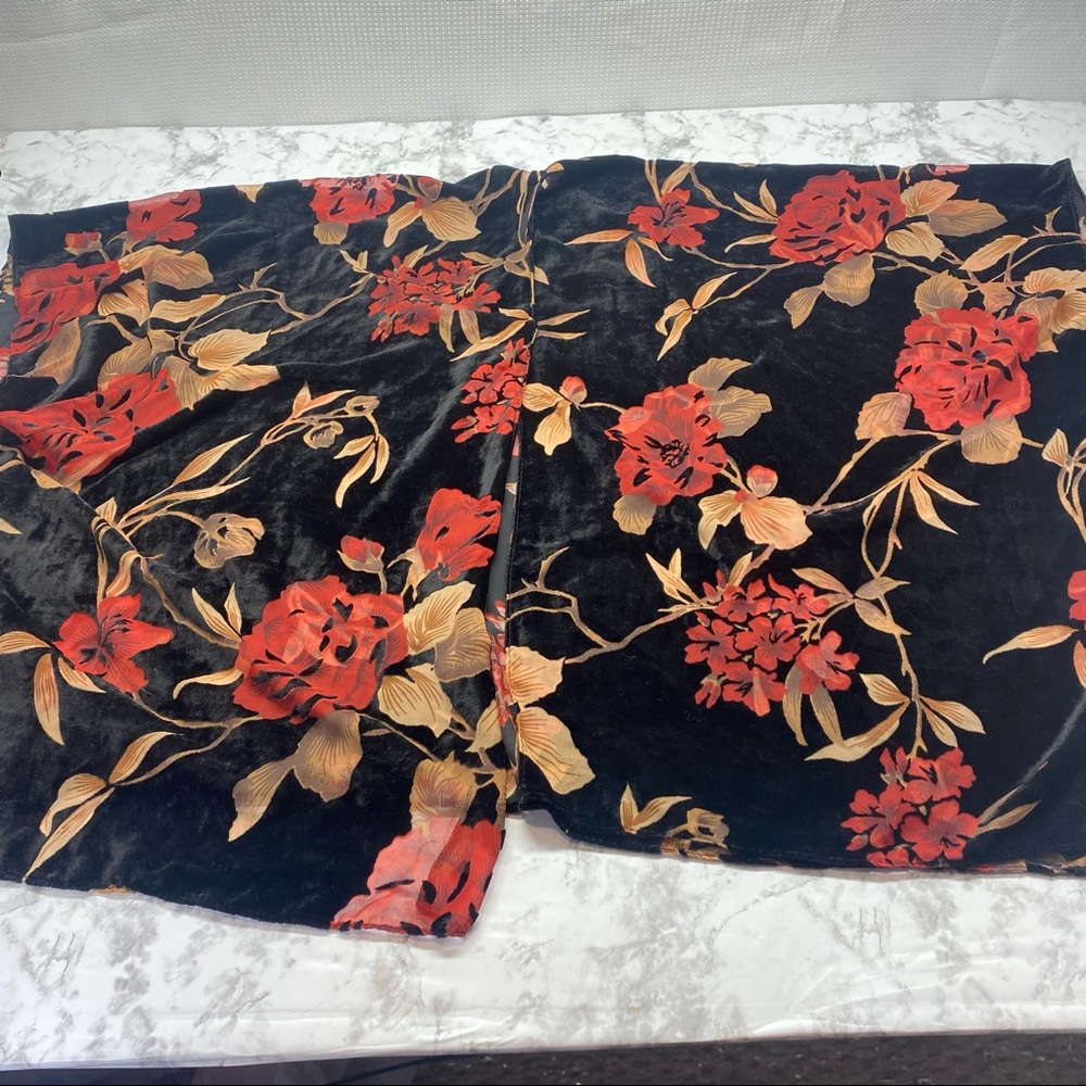 Vintage Black & Red Floral Flowy Bohemian Hippie Kimono One Size - Picture 6 of 16
